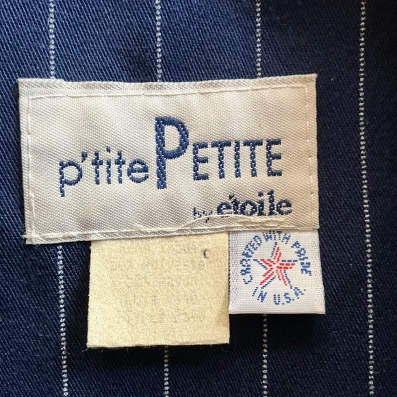 Vtg 80s Navy Blue classic double breasted pinstripe jacket - Picture 2 of 9